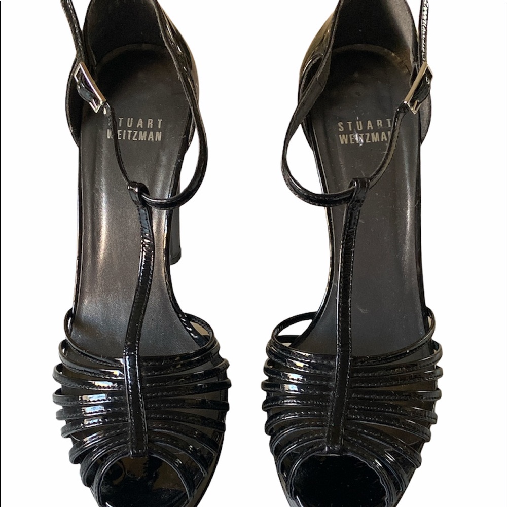 Stuart Weitzman Black Ankle Strap Platform Heels - image 2